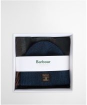 Men's Barbour Westerdale Beanie & Scarf Gift Set - Navy / Grey