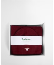 Men's Barbour Cascade Beanie & Scarf Set - Wine