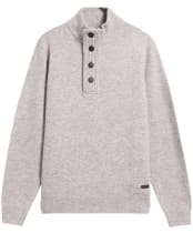 Men's Barbour Patch Half Button Lambswool Sweater - Light Grey Marl
