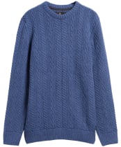 Men's Barbour Lowfen Cable Crew Neck Jumper - Deep Blue