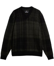 Men's Barbour Hunham Tartan V-Neck Knitted Jumper - Black