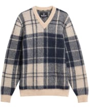 Men's Barbour Hunham Tartan V-Neck Knitted Jumper - Stone