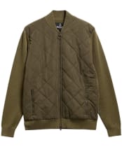 Men's Barbour Quilted Front Knitted Zip Through Jumper - Olive