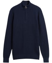 Men's Barbour Herringbone Knitted Half Zip - Navy