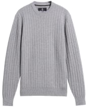 Men's Barbour Herringbone Knitted Crew - Grey