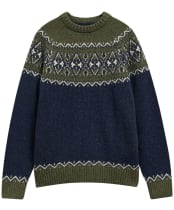 Men's Barbour Tisbury Fairisle Crew Neck Jumper - Olive