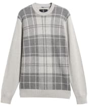 Men's Barbour Mineral Tartan Crew Neck Jumper - Grey Marl