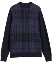 Men's Barbour Mineral Tartan Crew Neck Jumper - Navy
