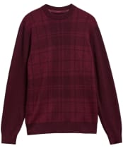 Men's Barbour Mineral Tartan Crew Neck Jumper - Burgundy