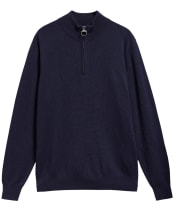 Men's Barbour Ronson Tartan Trim Half Zip - Navy