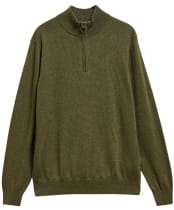 Men's Barbour Ronson Tartan Trim Half Zip - Olive