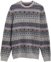 Men's Barbour Dalehead Fairisle Crew Neck Jumper - Light Grey