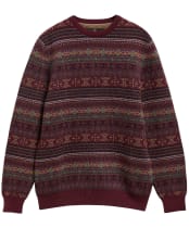 Men's Barbour Dalehead Fairisle Crew Neck Jumper - Wine