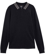 Men's Barbour International Newport Long Sleeve Knitted Polo Shirt - Black