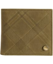 Men's Barbour Beith Tartan Nubuck Leather Wallet - Khaki