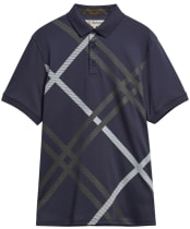 Men's Barbour Tartan Bias Print Tailored Polo Shirt - Navy