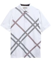 Men's Barbour Tartan Bias Print Tailored Polo Shirt - White