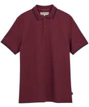 Men's Barbour Lunan Tartan Trimmed Tailored Polo Shirt - Dark Bordeaux