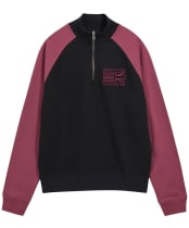 Men's Barbour International Steve McQueen Kenny Half Zip Sweatshirt - Black / Maroon