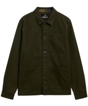 Men's Barbour Tartan Trimmed Washed Overshirt - Sage