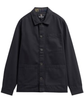 Men's Barbour Tartan Trimmed Washed Overshirt - Dark Navy