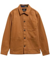 Men's Barbour Tartan Trimmed Washed Overshirt - Cinammon
