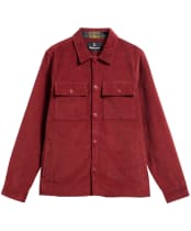 Men's Barbour Tartan Trimmed Cord Overshirt - Russet Brown