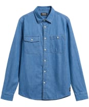 Men's Barbour International Dufton Chambray Shirt - Mid Blue