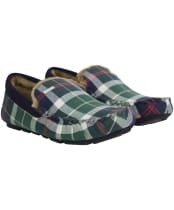 Men's Barbour Monty House Suede Slippers - Evergreen Tartan