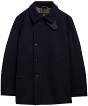 Men's Barbour Polzeath Wool Pea Coat - Navy