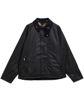Men's Barbour Icons Transport Waxed Jacket - Navy / Birchwood