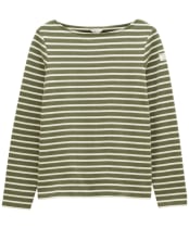  Women's Joules Striped Harbour Top - Khaki Marl