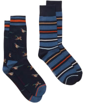 Men's Joules Kingsbury Socks - 2 Pack - Navy Birds