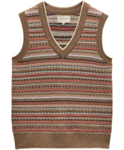 Women's Joules Fairisle V-Neck Tank Top - Tan Brown