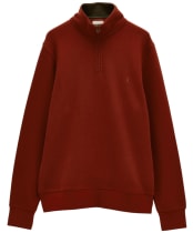 Men's Joules Alistair French Ribbed 1/4 Zip Sweatshirt - Brick