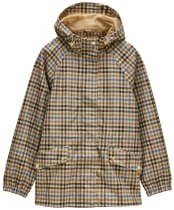 Women's Joules Everdry Waterproof Packable Raincoat - Tan Check