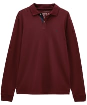 Men's Joules Woody Long Sleeve Polo Shirt - Burgundy Red