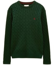 Men's Joules Cable Knit Crew Neck Jumper - Green