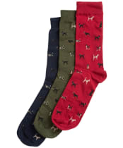 Men's Barbour Dog Sock Gift Set - Navy / Red / Green