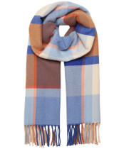  Women's Joules Langtree Scarf - Blue / Cream Check