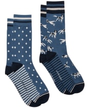  Men's Joules Kingsbury Socks - 2 Pack - Blue Dog