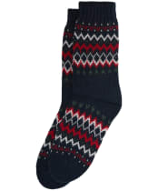 Women's Barbour Kingsford Fair Isle Sock - Navy Festive