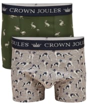 Men's Joules Crown Joules Boxer Shorts - 2 Pack - Green / Grey