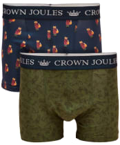 Men's Joules Crown Joules Boxer Shorts - 2 Pack - Green / Navy