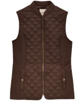 Women's Joules Minx Diamond Showerproof Quilt Gilet - Chocolate Brown