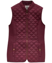 Women's Joules Minx Diamond Showerproof Quilt Gilet -  Dark Red