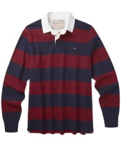 Men's Aubin Irnham Stripe Rugby Shirt - Navy / Oxblood Stripe