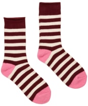 Women's Joules Cosy Stripe Socks - Berry Pink Stripe