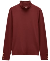 Women's Joules Amy Long Sleeve High Neck Jersey Top - Russet