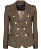 Women’s Holland Cooper Knightsbridge Double Breasted Blazer - Large Brown Herringbone